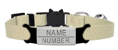 Collier pour Chat Personnalisé - Beige / Argenté
