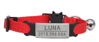 Collier pour Chat Personnalisé - Rouge / Argenté