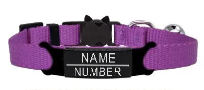 Collier pour Chat Personnalisé - Violet Clair / Noir