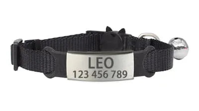 Collier pour Chat Personnalisé - Noir / Argenté