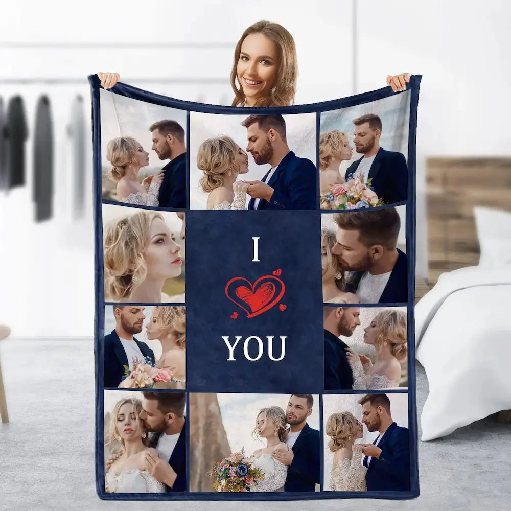Plaid Personnalisé I Love You - Plaid Personnalisé I Love You
