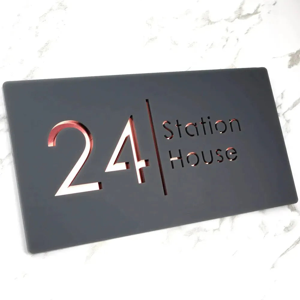 Plaque Adresse Maison - 2 / Or Rose