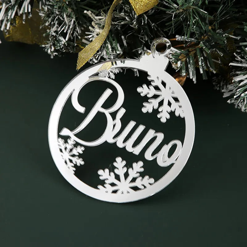 Boule de Noël Personnalisée Prénom - Argent - Miroir