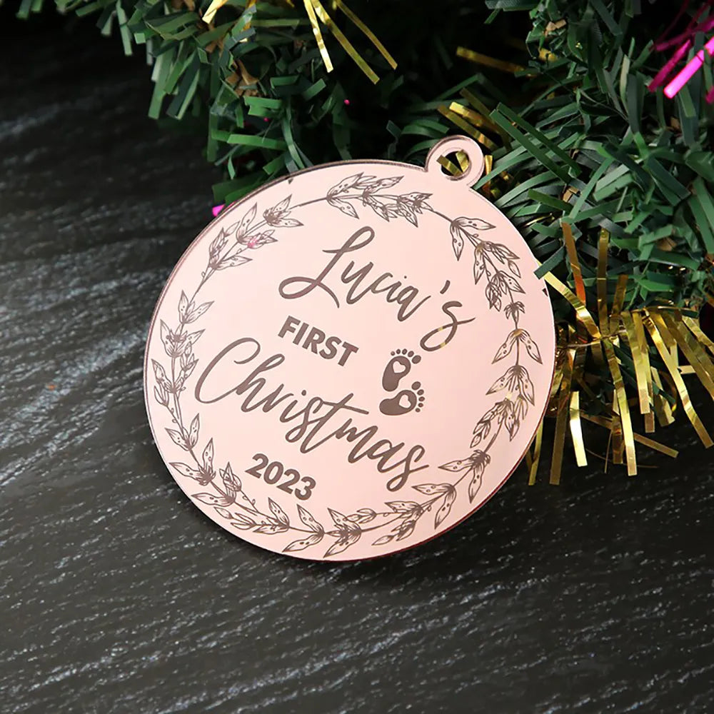 Boule Noël Personnalisée - Miroir Or Rosé
