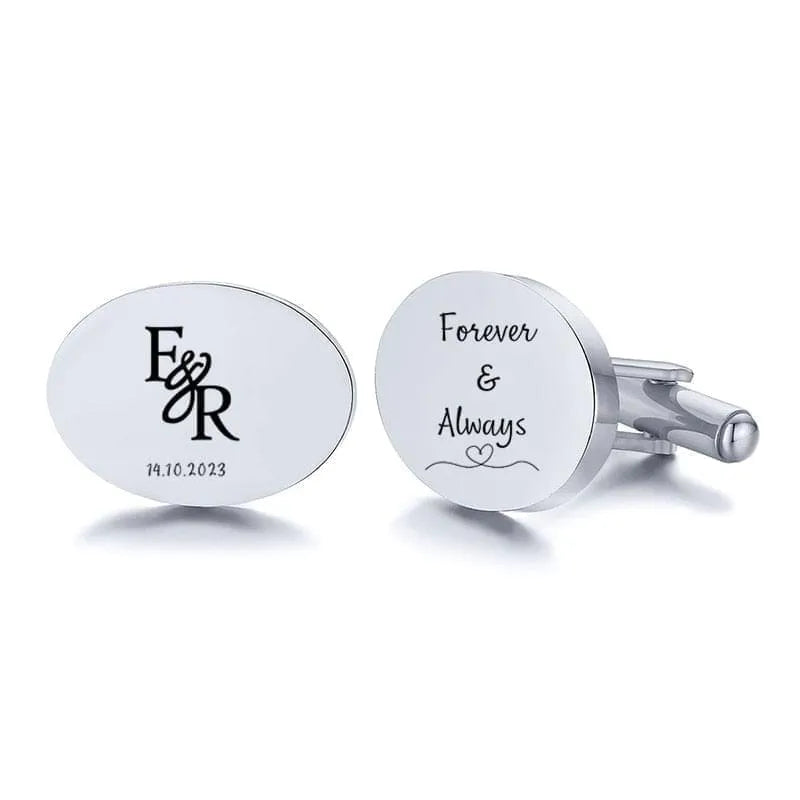 Boutons de Manchette Personnalisés - Ovale argenté