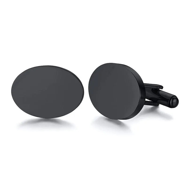 Boutons de Manchette Personnalisés - Ovale noir