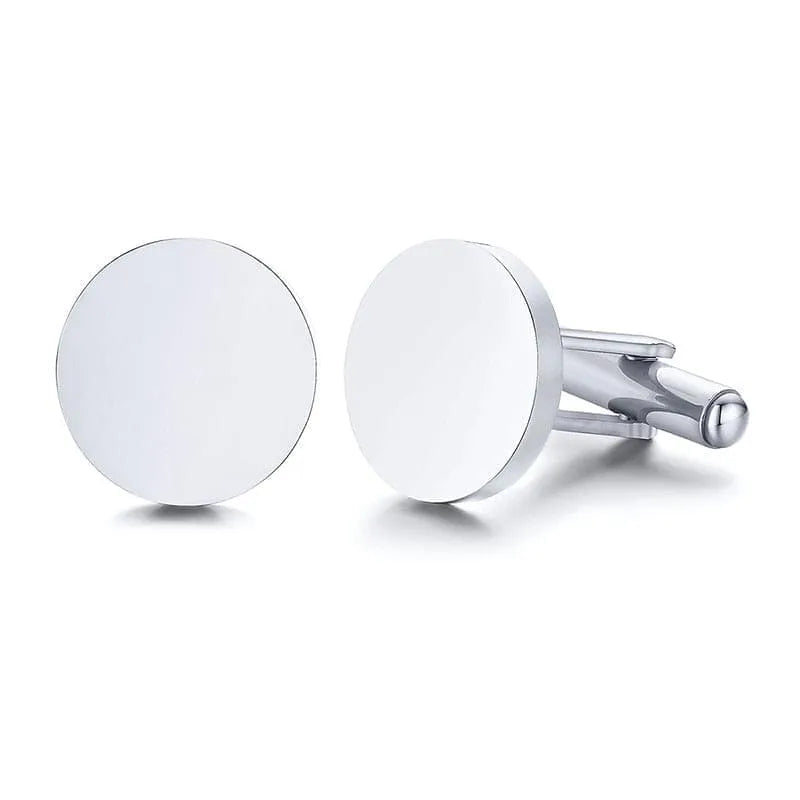 Boutons de Manchette Personnalisés - Rond argenté