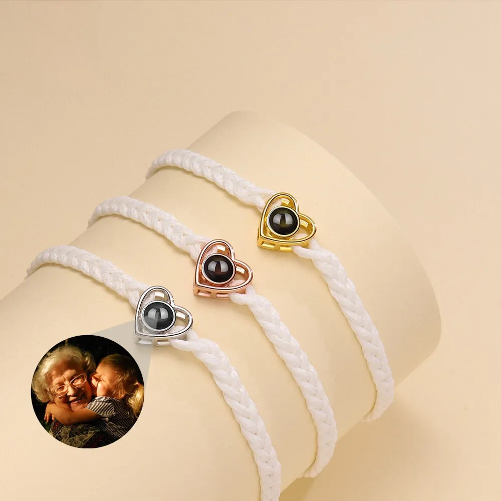 Bracelet avec Photo Projection - Blanc et Or Rosé / Cuivre