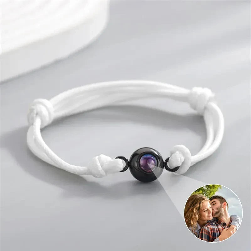 Bracelet de Projection Photo Personnalisé - Blanc / Or