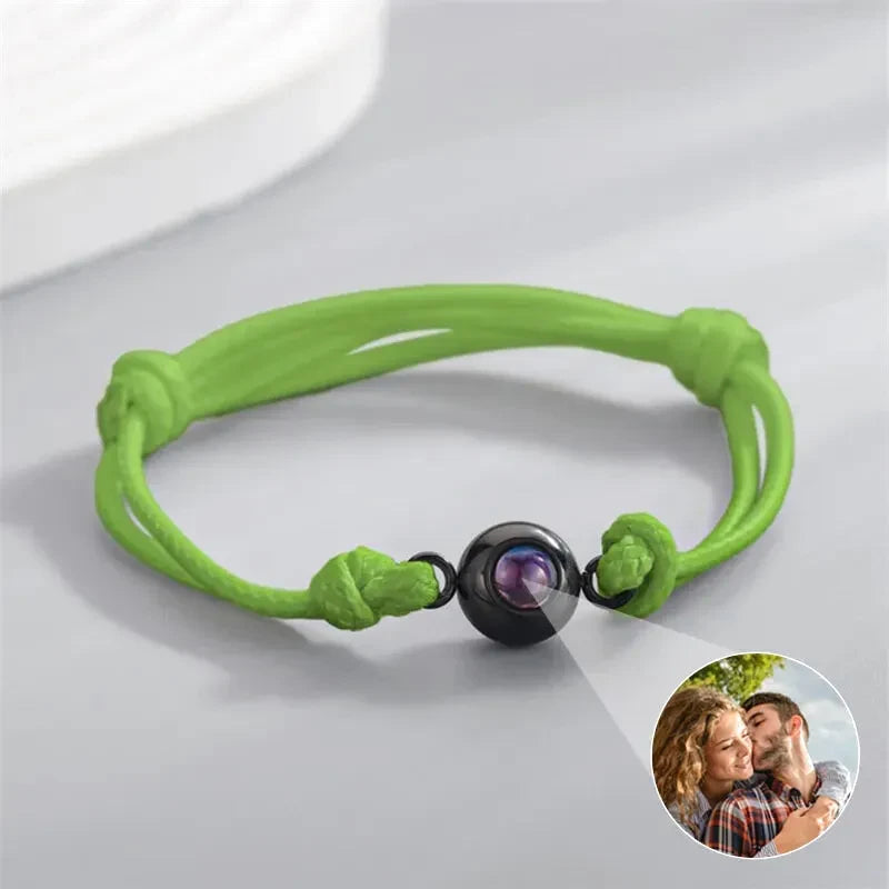 Bracelet de Projection Photo Personnalisé - Vert / Or