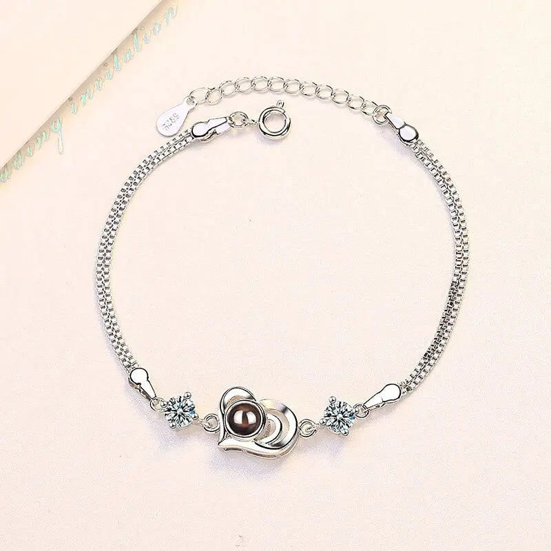 Bracelet en Coeur Photo Argent