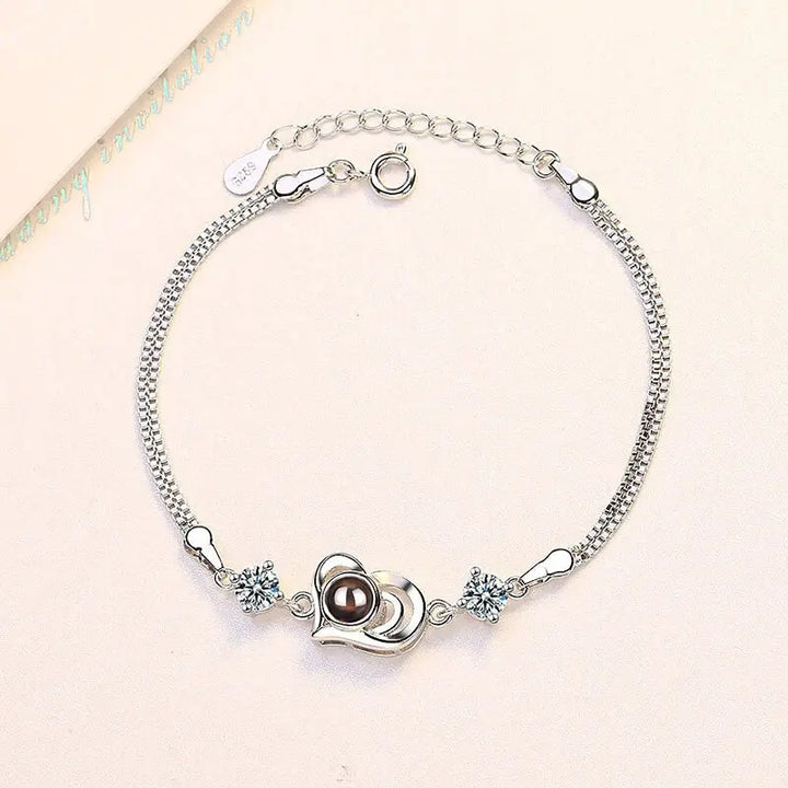 Bracelet en Coeur Photo Argent
