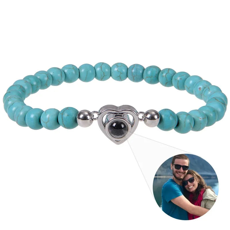 Bracelet Perle Photo - Bleu