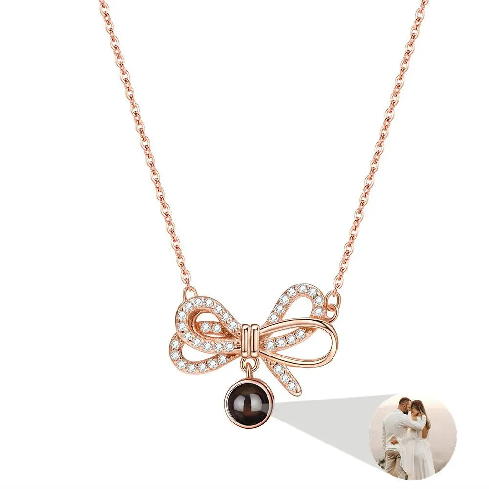 Collier avec Photo dans la Pierre en Argent - Or rose