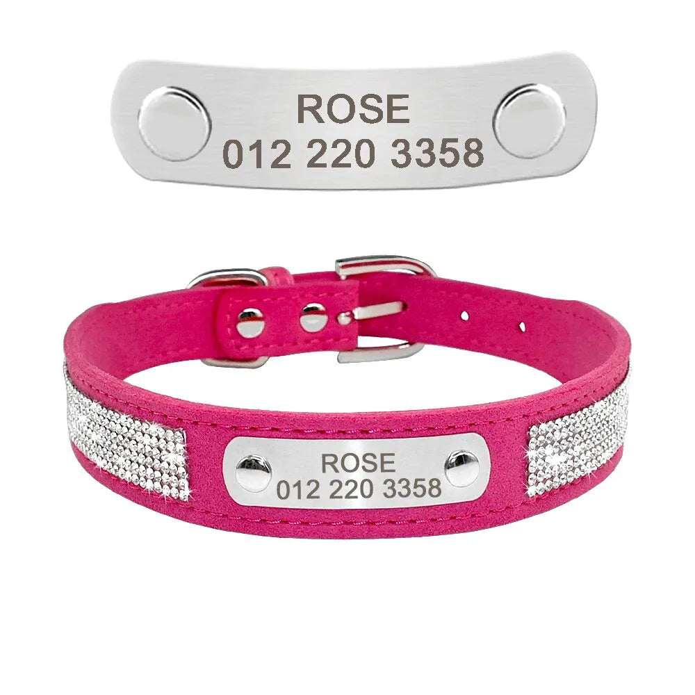 Collier avec Prénom pour Chat - Rose / L