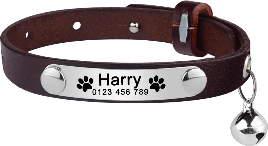 Collier Chat Cuir Personnalisable - Collier Chat Cuir Personnalisable