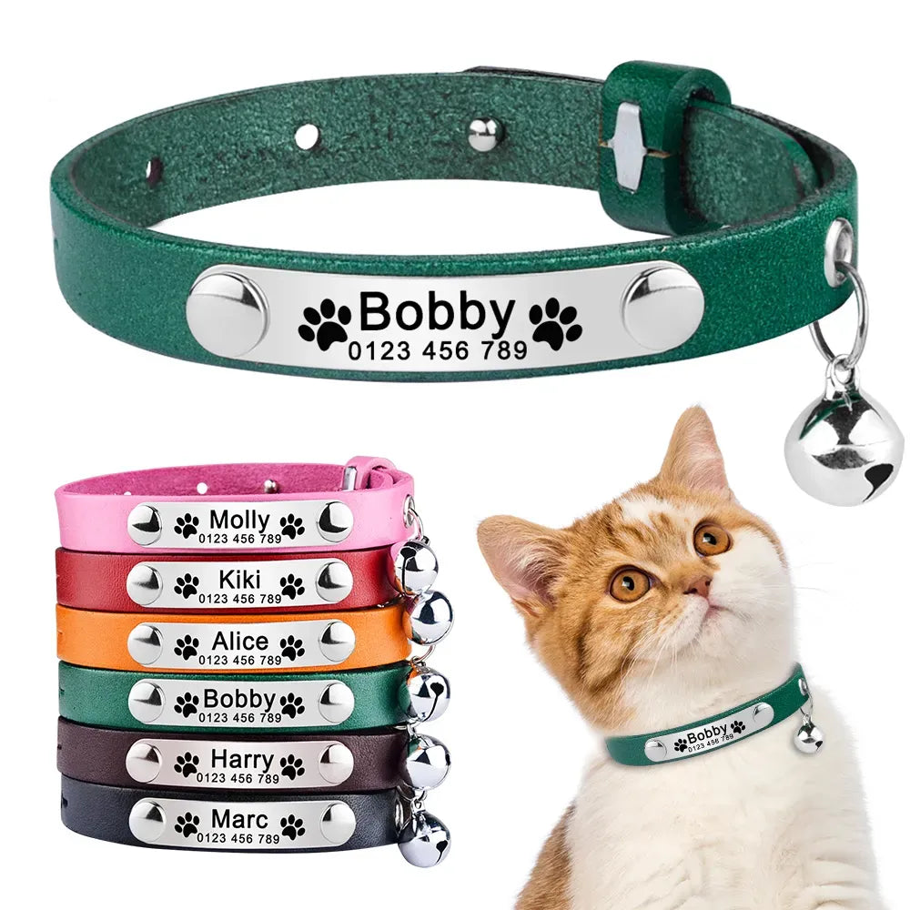 Collier Chat Cuir Personnalisable - Collier Chat Cuir Personnalisable