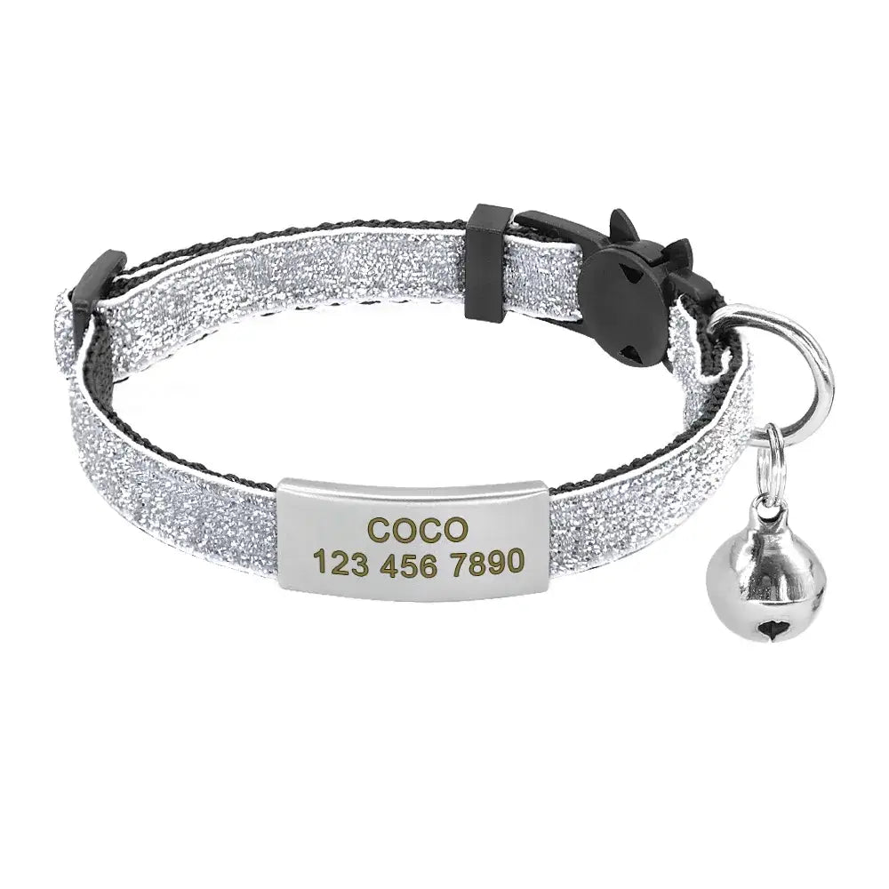 Collier Chat Personnalisable Anti étranglement - Argent