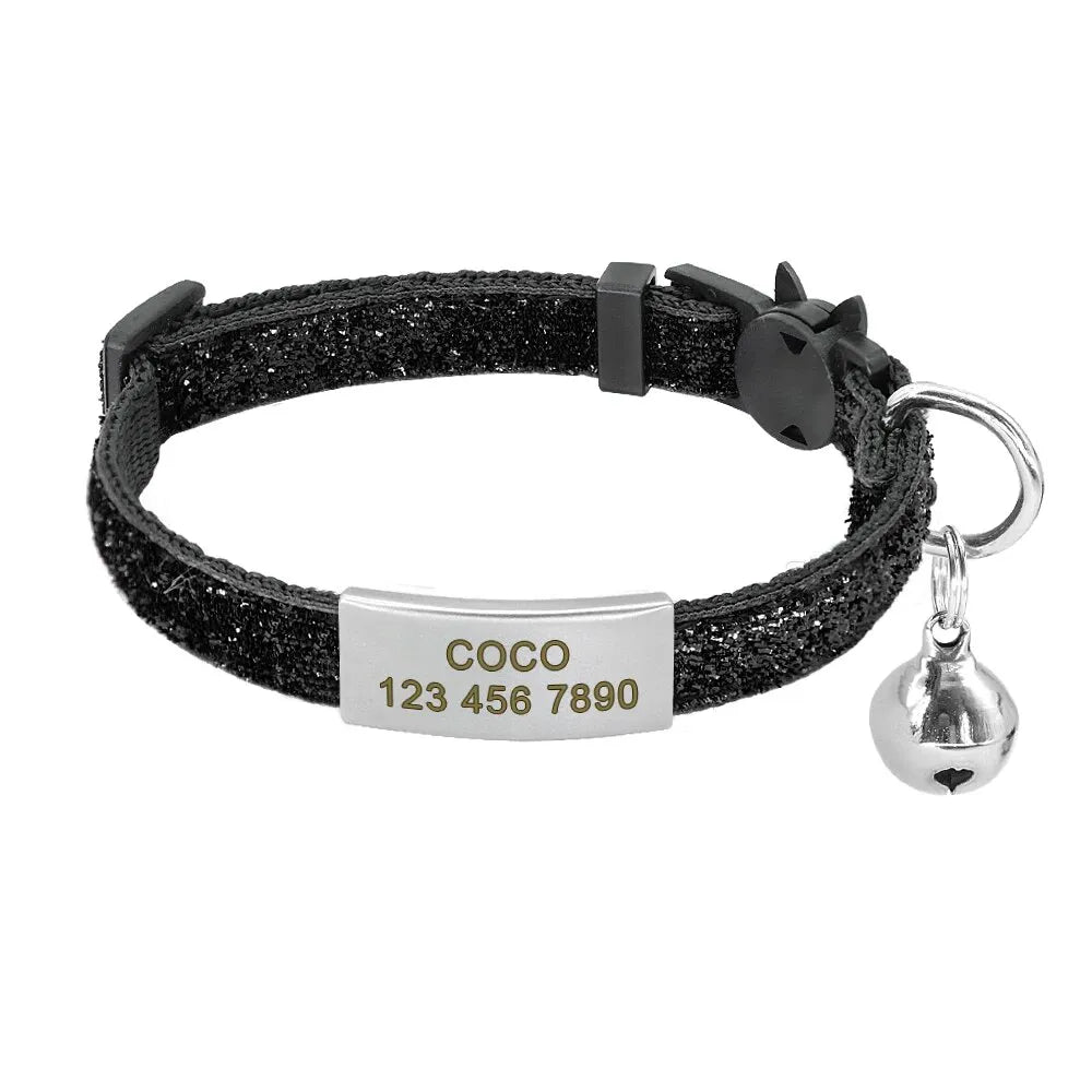 Collier Chat Personnalisable Anti étranglement - Noir