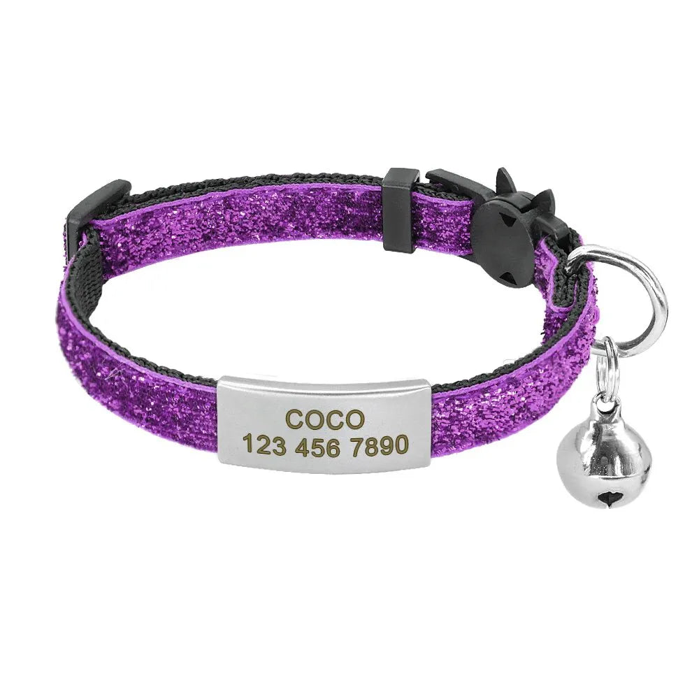 Collier Chat Personnalisable Anti étranglement - Violet