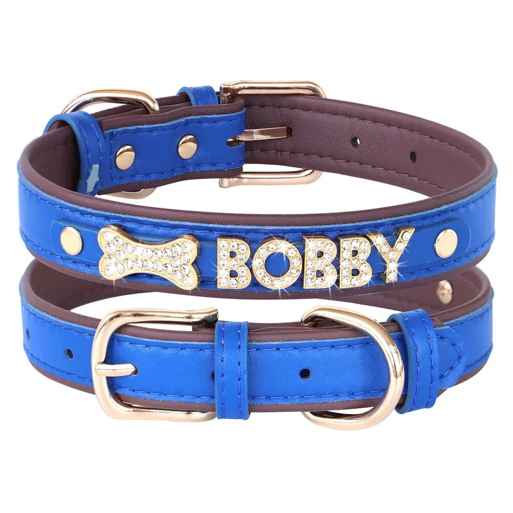 Collier Chat Personnalisé Prénom - Bleu / L