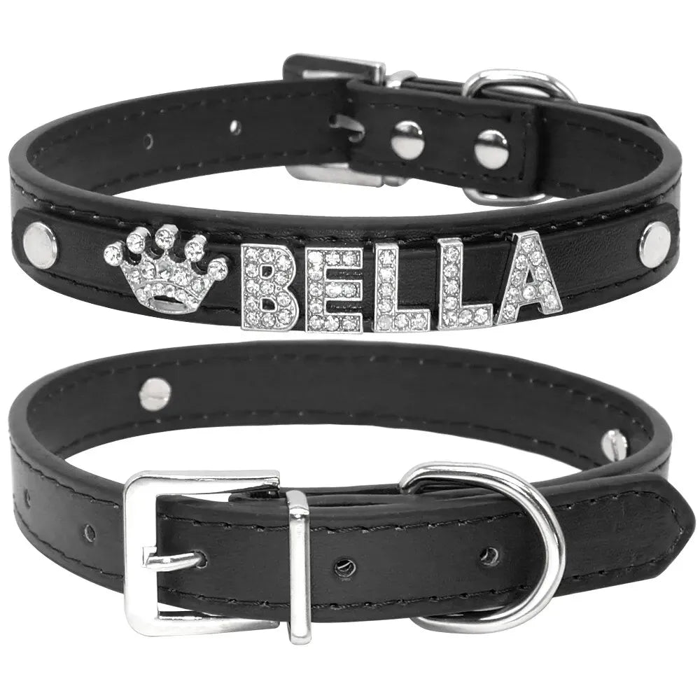 Collier Chat Strass Personnalisable - Noir / L