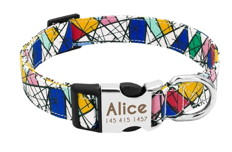 Collier Chien Personnalisé Prénom - Motif Picasso / L