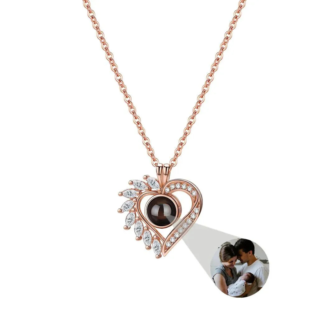 Collier Cœur avec Photo - Or Rose