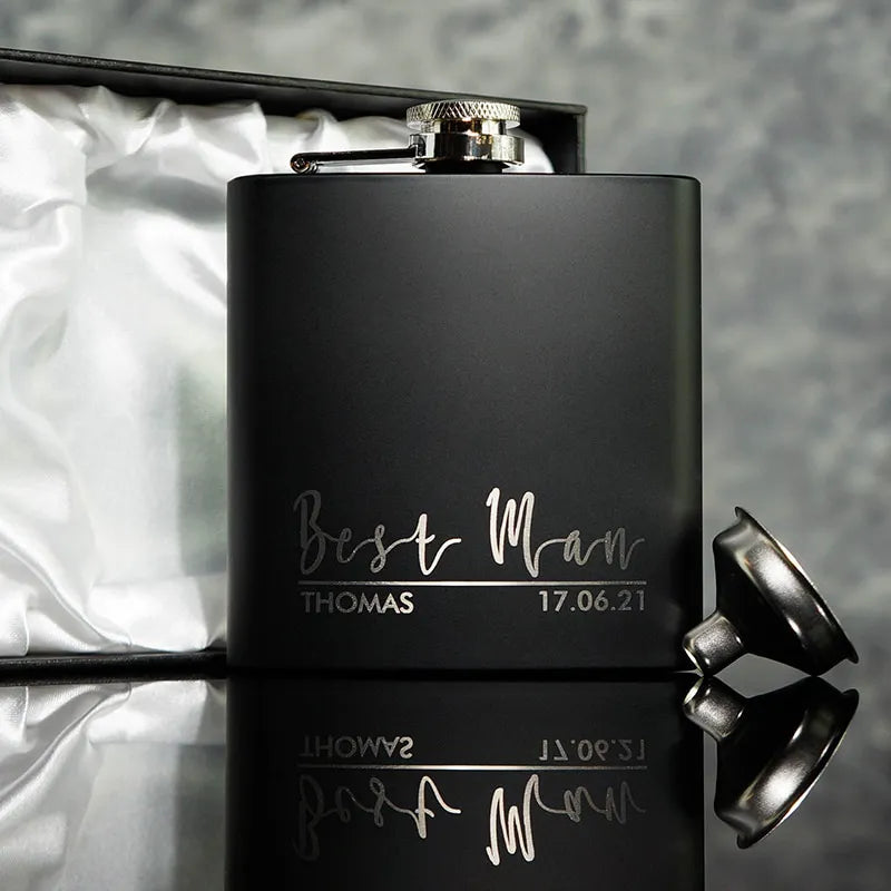 Flasque Personnalisée - 1 / Coffret avec 2 shots et 1 entonnoir