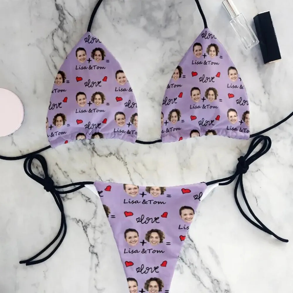 Maillot de Bain Personnalisé Femme - Prénom = Love / Vert