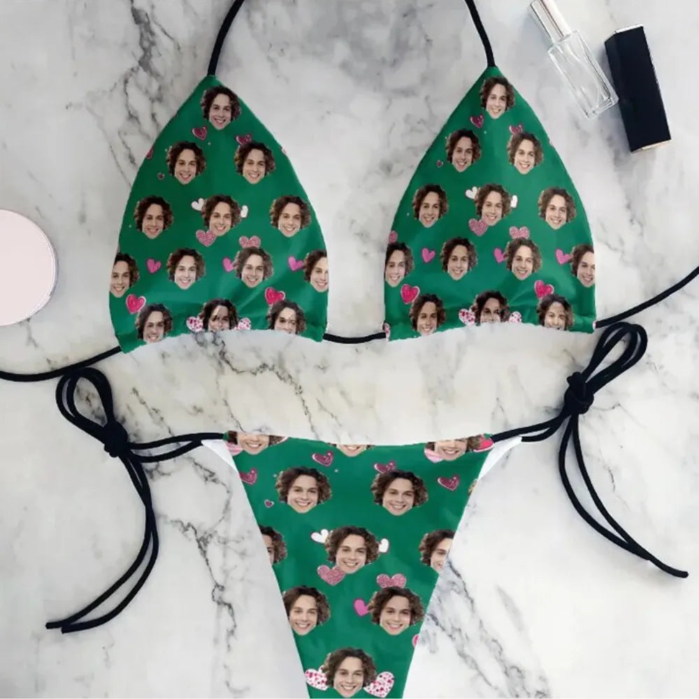 Maillot de Bain Personnalisé Femme - Cœur / Vert