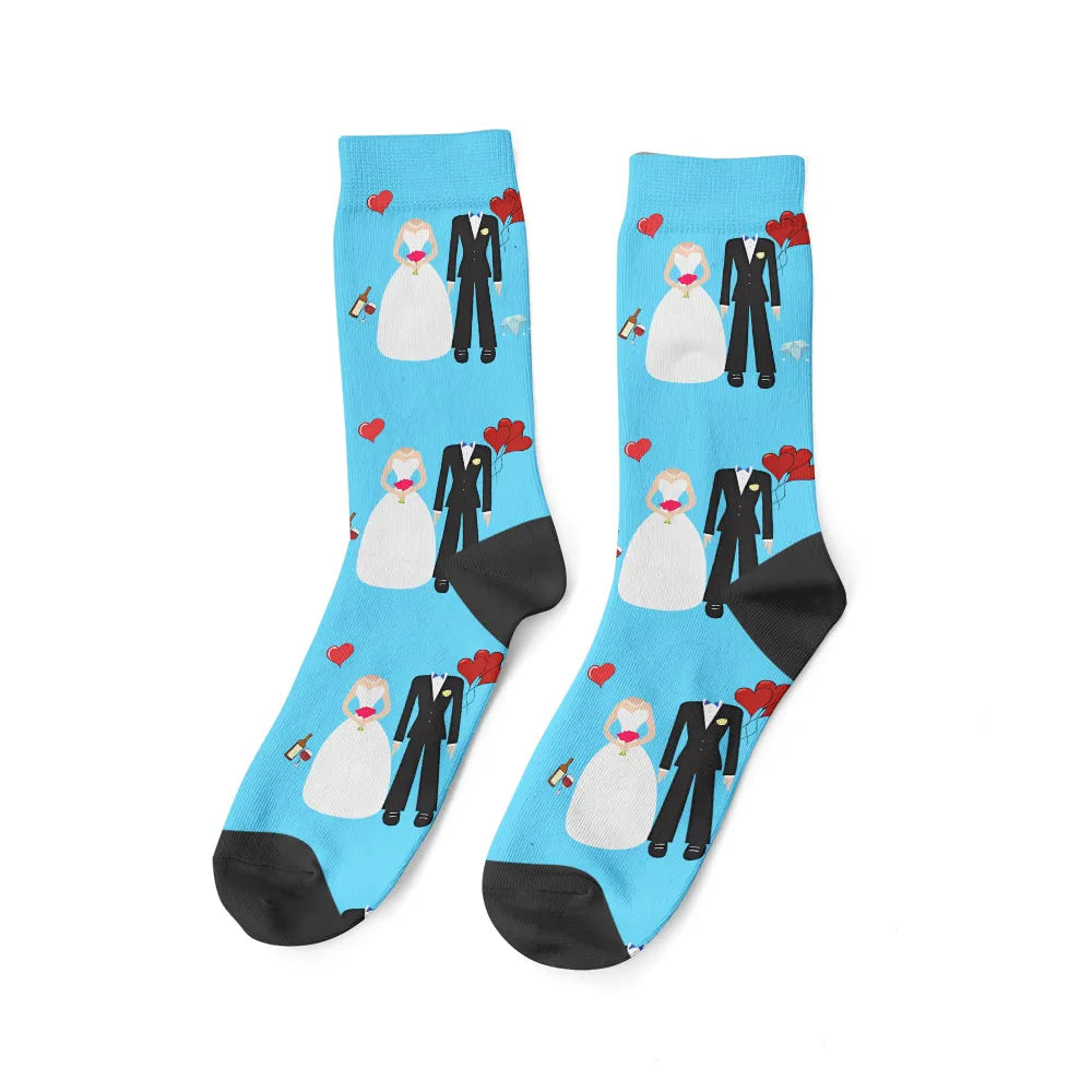 Paire de Chaussettes Couple et Mariage - Bleu