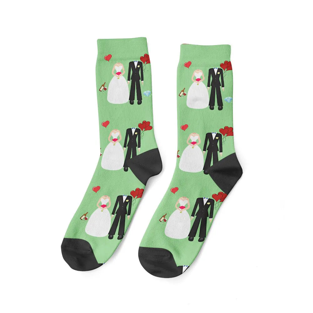 Paire de Chaussettes Couple et Mariage - Vert Claire