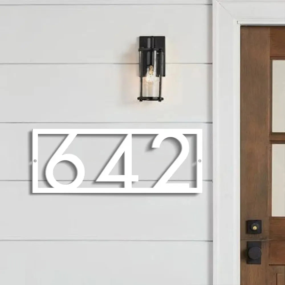 Plaque Numéro Maison Moderne - Blanc et Numéro uniquement / 50cm