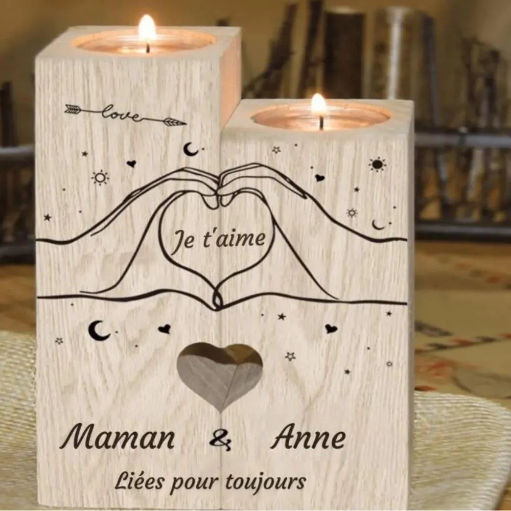 Porte Bougie Personnalisé - Cœur