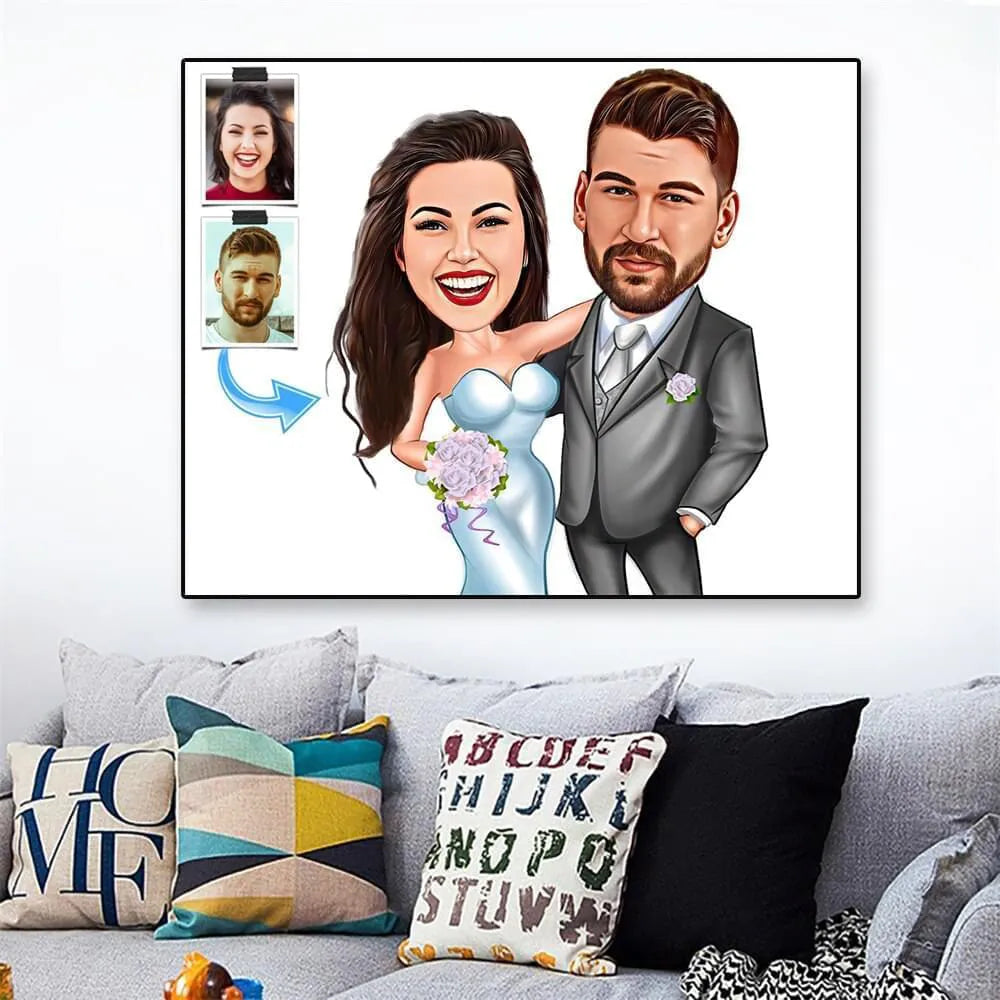 Portrait Caricature Personnalisé Cartoon - Mariage / 100x150cm