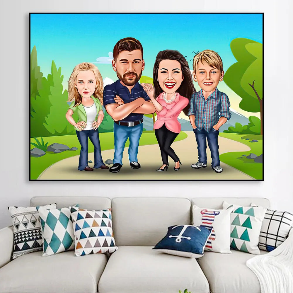 Portrait Famille Personnalisé - 80x120cm / Parc