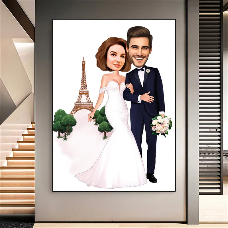Tableau Couple Personnalisé - 60X90cm / Mariage à Paris
