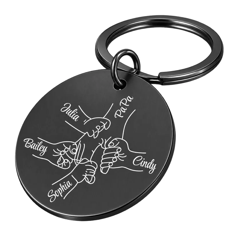 Porte Clés Personnalisé Famille 4 Noir
