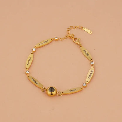 Bracelet Photo Gravé avec Prénoms - Or / 6