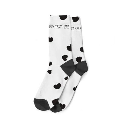 Chaussette Personnalisé Texte et/ou prénom - Blanc et Noir