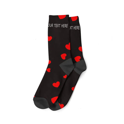 Chaussette Personnalisé Texte et/ou prénom - Noir et Rouge