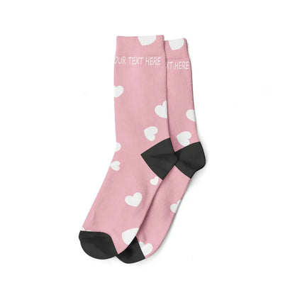 Chaussette Personnalisé Texte et/ou prénom - Rose et Blanc