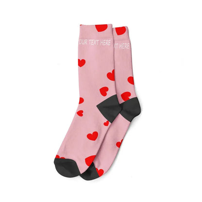 Chaussette Personnalisé Texte et/ou prénom - Rose et Rouge