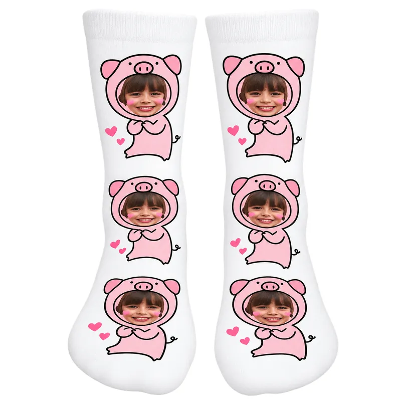 Chaussettes Personnalisées Cochon Blanc