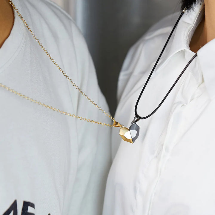 Collier Assorti Couple Or Noir