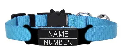 Collier pour Chat Personnalisé Bleu ciel Noir