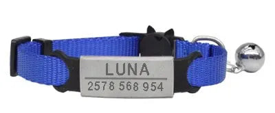 Collier pour Chat Personnalisé Bleu Argenté