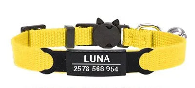 Collier pour Chat Personnalisé Jaune Noir