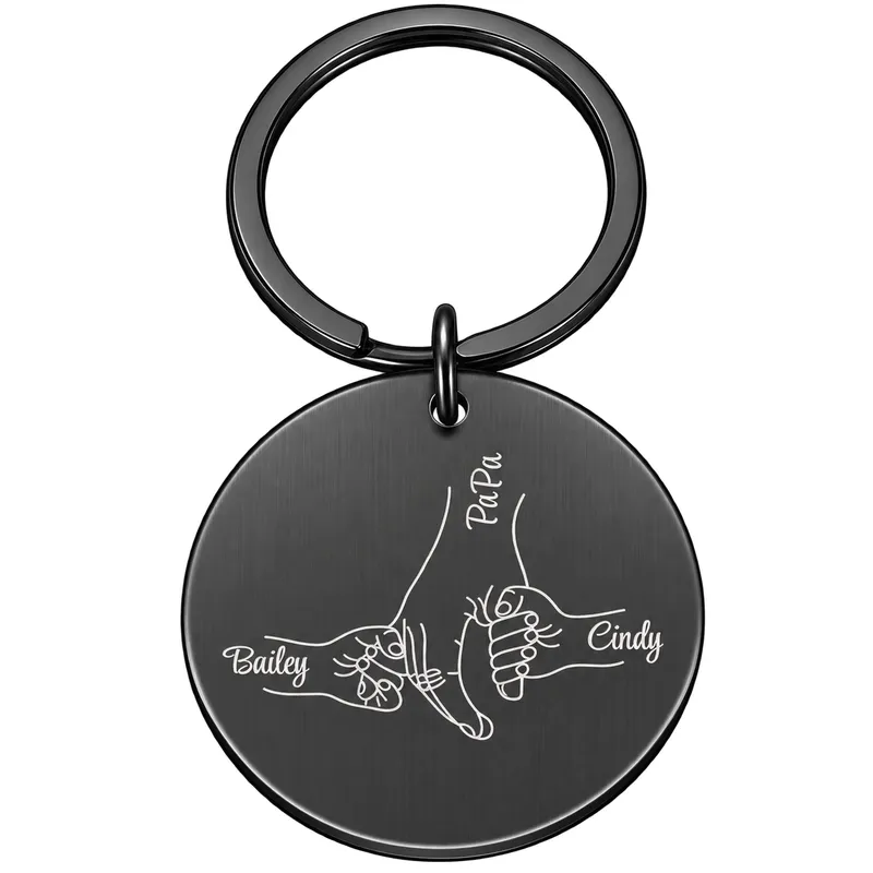 Porte Clés Personnalisé Famille 2 Noir